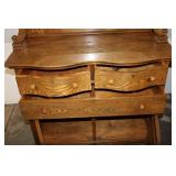 Antique Wooden Sideboard with Carved Details and Mirror