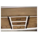 Rustic Buffet Cabinet with Three Drawers and Shutter Doors