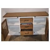 Rustic Buffet Cabinet with Three Drawers and Shutter Doors