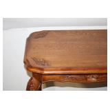 Vintage Carved Wood Console Table with Floral Accents