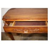 Vintage Carved Wood Console Table with Floral Accents