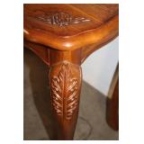 Vintage Carved Wood Console Table with Floral Accents