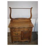 Antique Oak Sideboard Cabinet with Decorative Toprail