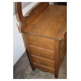 Antique Oak Sideboard Cabinet with Decorative Toprail