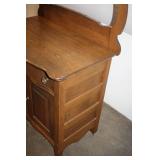 Antique Oak Sideboard Cabinet with Decorative Toprail