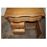 Antique Oak Sideboard Cabinet with Decorative Toprail