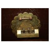 Antique Carved Wooden Storage Chest with Brass Accents