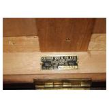 Antique Carved Wooden Storage Chest with Brass Accents