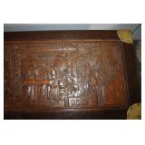 Antique Carved Wooden Storage Chest with Brass Accents