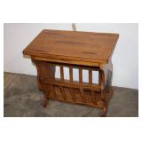 Vintage Wooden Side Table with Magazine Rack