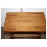 Vintage Wooden Side Table with Magazine Rack