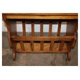 Vintage Wooden Side Table with Magazine Rack