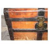 Vintage Wooden Steamer Trunk with Metal Accents