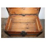 Vintage Wooden Steamer Trunk with Metal Accents