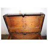 Vintage Wooden Steamer Trunk with Metal Accents