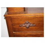 Antique Wooden Dresser with Unique Carved Handles