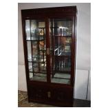 Vintage Wood and Glass Curio Display Cabinet with Shelving
