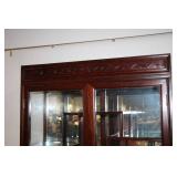 Vintage Wood and Glass Curio Display Cabinet with Shelving