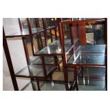 Vintage Wood and Glass Curio Display Cabinet with Shelving