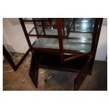 Vintage Wood and Glass Curio Display Cabinet with Shelving