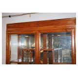 Elegant Wooden Glass Display Cabinet with Carved Bird Design