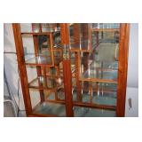 Elegant Wooden Glass Display Cabinet with Carved Bird Design