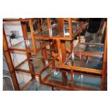 Elegant Wooden Glass Display Cabinet with Carved Bird Design