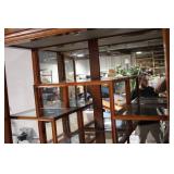 Elegant Wooden Glass Display Cabinet with Carved Bird Design