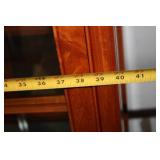 Elegant Wooden Glass Display Cabinet with Carved Bird Design