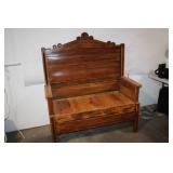 Antique Wooden Bench with Intricate Carvings