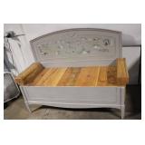 Vintage Wooden Bench with Distressed Finish