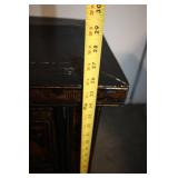 Vintage Black Lacquer Chinese Cabinet with Intricate Inlay