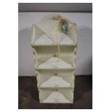 Vintage Distressed Wood Wall Shelf with Floral Accents