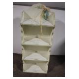 Vintage Distressed Wood Wall Shelf with Floral Accents