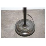 Vintage Floor Lamp with Woven Shade and Decorative Base