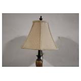 Vintage Floor Lamp with Woven Shade and Decorative Base
