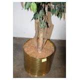 Artificial Ficus Tree with Decorative Brass Planter