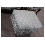 Set of 2 Vintage Cane Back Accent Chairs with Ottoman