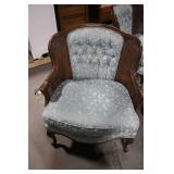 Set of 2 Vintage Cane Back Accent Chairs with Ottoman