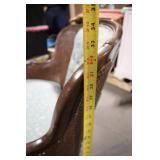 Set of 2 Vintage Cane Back Accent Chairs with Ottoman