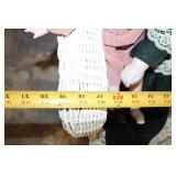 Set of 2 Porcelain Dolls on Wicker Chair