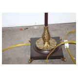 Pair of Vintage Red Fabric Lamps with Gold Accent and Crystal Drops