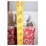 Pair of Vintage Red Fabric Lamps with Gold Accent and Crystal Drops