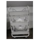 Rolling White Metal 3-Tier Utility Cart
