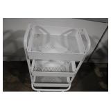 Rolling White Metal 3-Tier Utility Cart