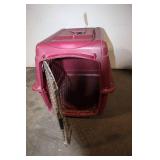 Large Red Pet Carrier Crate with Metal Door