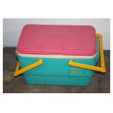 Vintage Igloo Picnic Basket Cooler with Pink Lid