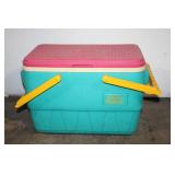 Vintage Igloo Picnic Basket Cooler with Pink Lid