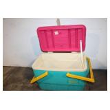 Vintage Igloo Picnic Basket Cooler with Pink Lid