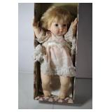 Vintage Porcelain Baby Doll with Lace Dress